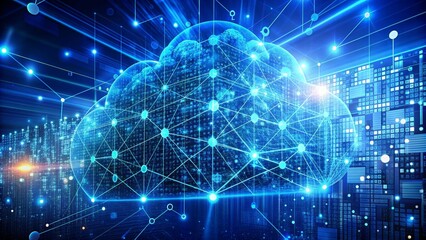 Fototapeta premium Cloud Computing Network Data Security Digital Abstract