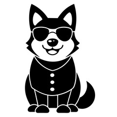 cute happy dog wearing sunglasses t-shirt design silhouette vector art illustration