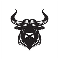 Vector logo of a mad bull. black and white illustration of a raging ox. Professional logo can be used as emblem, sign, tattoo.