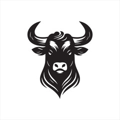Vector logo of a mad bull. black and white illustration of a raging ox. Professional logo can be used as emblem, sign, tattoo.