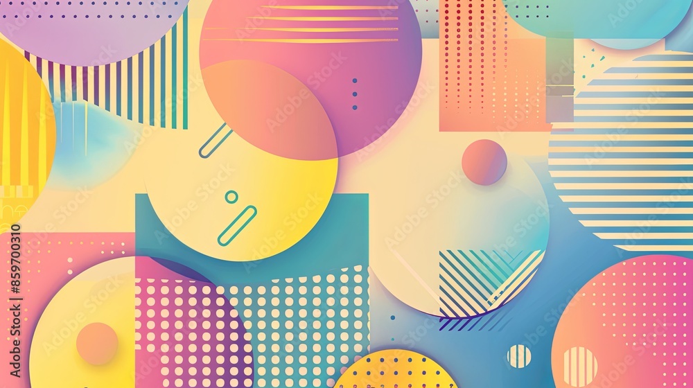 Poster colorful abstract geometric patterns with gradient pastel color scheme