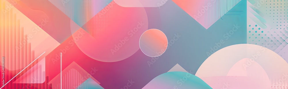 Poster Minimalist abstract background with geometric shapes and a gradient pastel color scheme