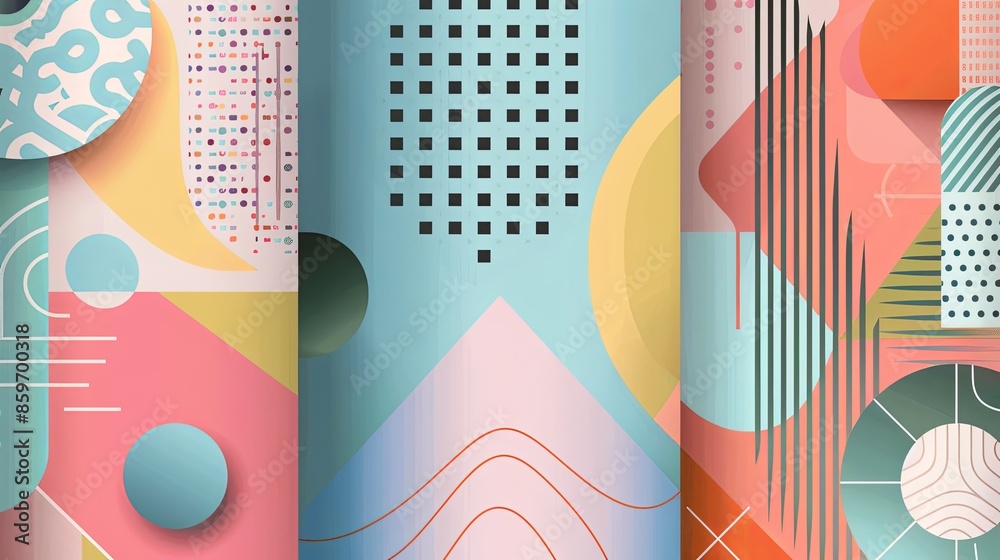 Aufkleber modern geometric abstract design with a gradient pastel color scheme and smooth lines