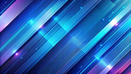 Fototapeta premium Abstract Blue Diagonal Stripes with Glowing Lines - Digital Art