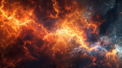 Fototapeta premium Chaotic vibrant universe filled with thousands of miles of fiery clouds and blazing stars