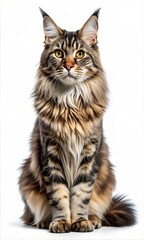 Fototapeta premium Cute maine coon Cat isolated on a white background 