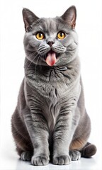 Obraz premium Cute Cat sticking out its tongue isolated on a white background 