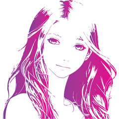 stencil of a girl on a transparent background, the ability to change color and size. Gallagrasma, color gradient, bright stencil, sticker. A design element, a pattern for fabric. Illustrations 