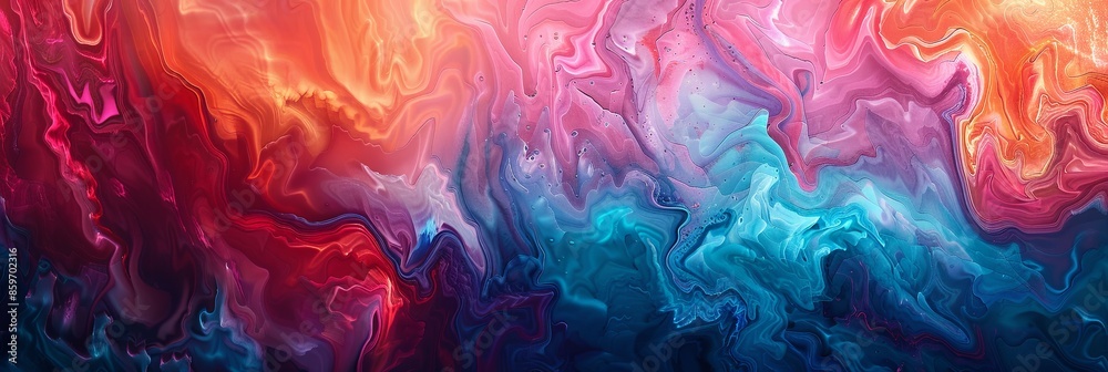 Poster Abstract Colorful Swirls of Paint in a Modern Futuristic Pattern