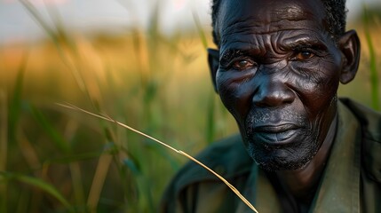 Obraz premium Poignant Portrait of a Man with Thoughtful Expression in South Sudan