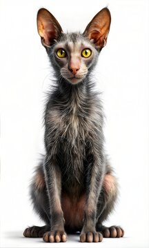 Cute Lykoi Cat isolated on a white background 