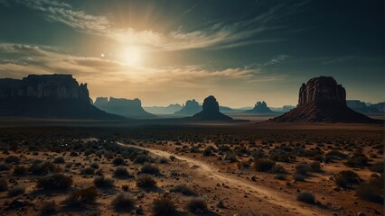 Fototapeta premium Alien mountains in the style of game art