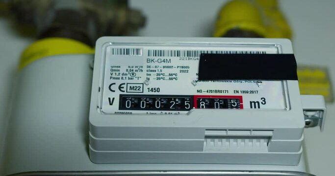 Gas Consumption Meter Close-Up | Natural Gas Usage Counter in Operation