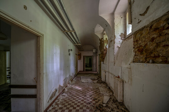 Old historic haunted orphanage in an abandoned palace in Hungary