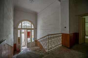 Old historic haunted orphanage in an abandoned palace in Hungary