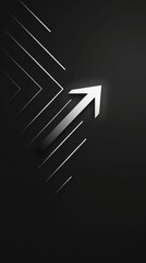 Dark wallpaper featuring a minimalistic white arrow pointing right. ,Dark Color light ,vectorline design , illustration , Mobile Wallpaper