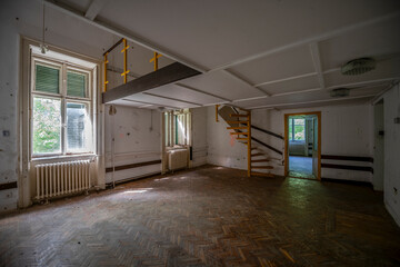 Old historic haunted orphanage in an abandoned palace in Hungary