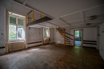 Old historic haunted orphanage in an abandoned palace in Hungary