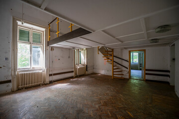 Old historic haunted orphanage in an abandoned palace in Hungary