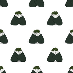 Seamless pattern with onigiri for decorative print, wrapping paper, menu, wallpaper and fabric