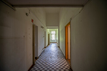 Old historic haunted orphanage in an abandoned palace in Hungary