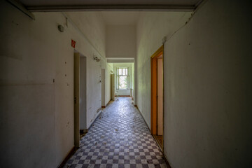 Old historic haunted orphanage in an abandoned palace in Hungary