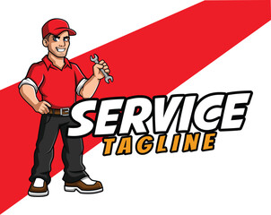 Mechanic Service Mascot Illustration for your Service or Business