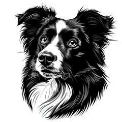Fototapeta premium A black and white drawing of a Border Collie dog