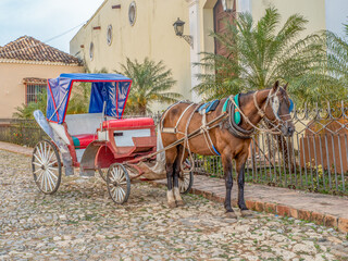 Horse and buggy still in use in rural Cuba as taxi service.