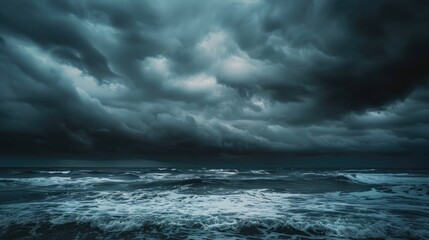 Fototapeta premium Dramatic Stormy Sky with Ocean Background Dark Toned Square Photo