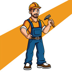 Builder Cartoon Mascot Character