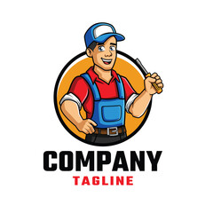 Electrician Cartoon Mascot Logo Design for Your Company