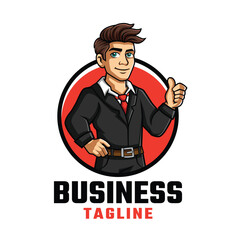 Business Man Cartoon Mascot Logo Design for Your Company