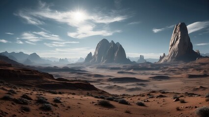 Fototapeta premium Alien mountains in the style of game art