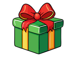 Obraz premium Christmas Gift box with a ribbon isolated on a white background. Concept of present, celebratory packaging, festive gift, minimalist style. Print, icon, design element.