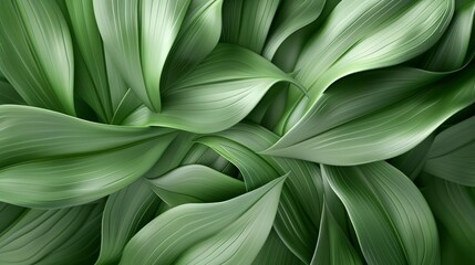 Abstract leaves form a vibrant background, a colorful display of plant life. Nature's design in art, a depiction of green leaves.