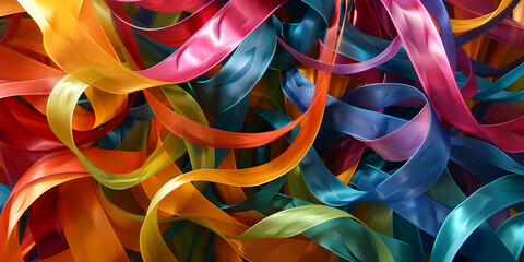 Abstract art of intertwined colorful ribbons.


