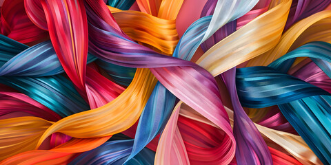 Abstract art of intertwined colorful ribbons.


