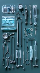 Obraz premium Professionalism Personified: Ultra Realistic Flat Lay of Medical Tools with a Background of Elegance