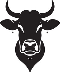 Cow head silhouette Angry Cow Face vector white background