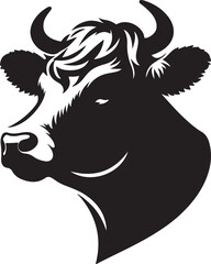 Cow head silhouette Angry Cow Face vector white background