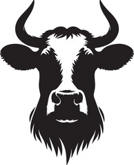 Cow head silhouette Angry Cow Face vector white background