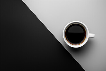 Minimalist black and white coffee cup composition