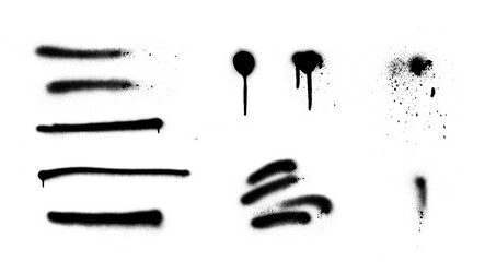 Graffiti style splashes and splatters. Set of Spray splashes, drips, lines.
