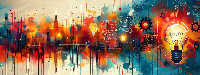 Design art concept abstract contemporary modern background business graphic idea. Work concept art design retro office poster icon hand team success digital ad artwork visual technology research job.