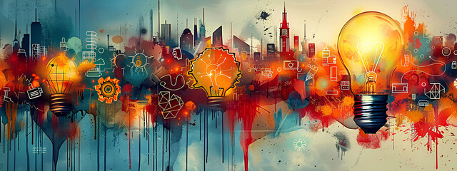 Design art concept abstract contemporary modern background business graphic idea. Work concept art design retro office poster icon hand team success digital ad artwork visual technology research job.