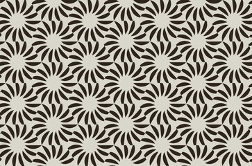 A black and white patterned design with a white background