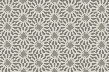 A pattern of circles and squares in a gray and white color scheme