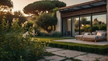 Naklejka premium Beautiful summer terrace in vintage style