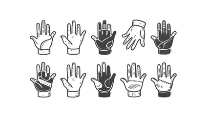Grunge Black Line Art Doodle Hands - Set of 10 Artistic, Detailed Hand Illustrations in Grunge Style